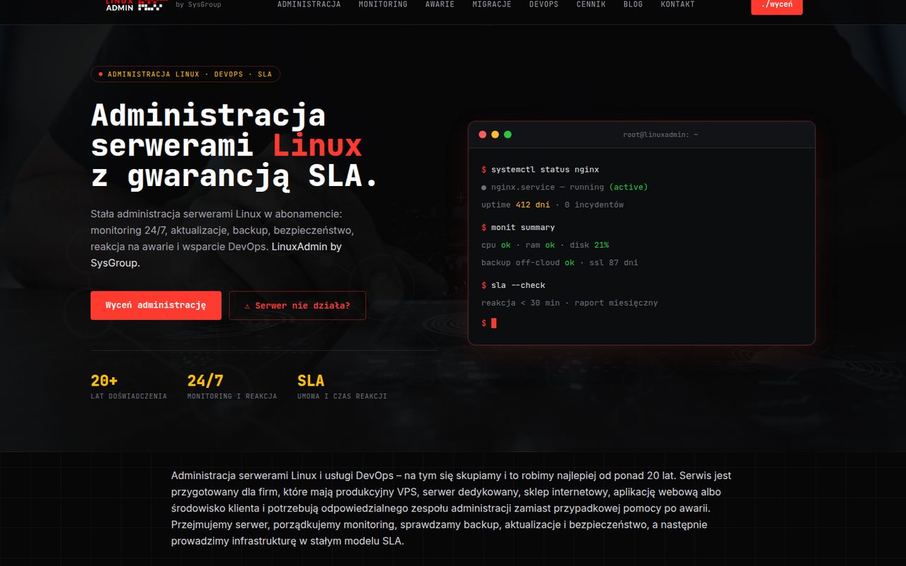 Podgląd strony linuxadmin.pl