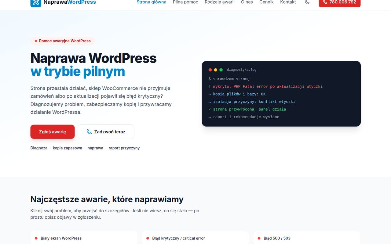Podgląd strony naprawa-wordpress.pl