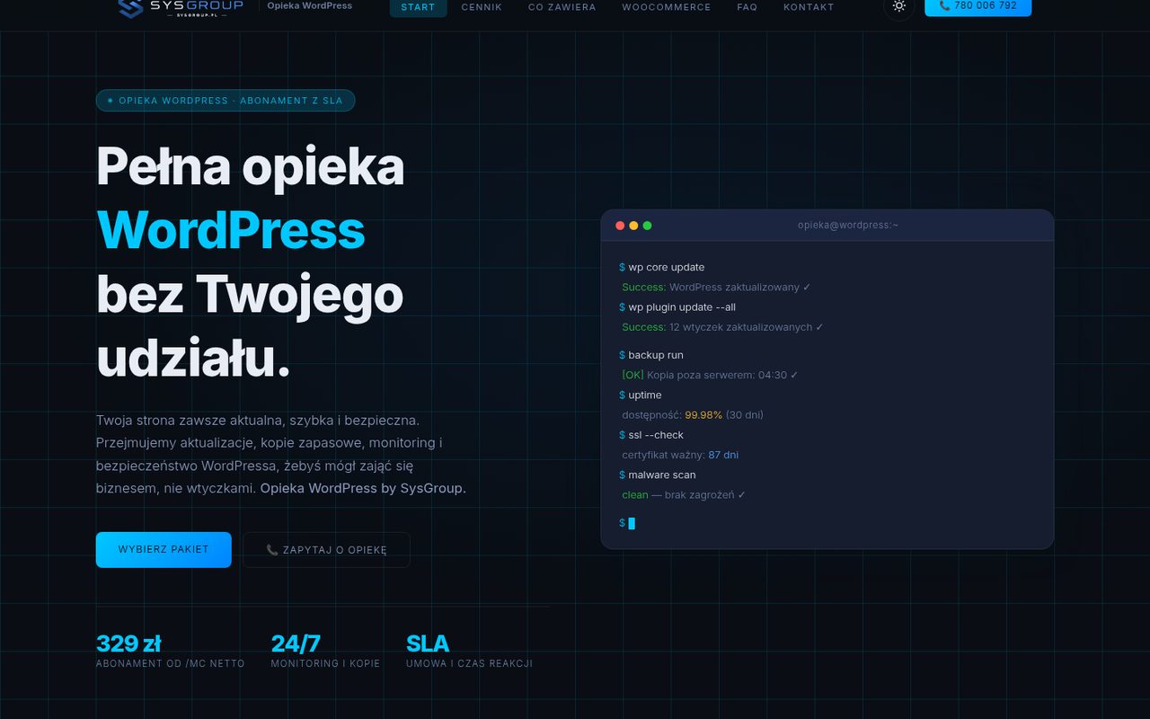 Podgląd strony opieka-wordpress.pl